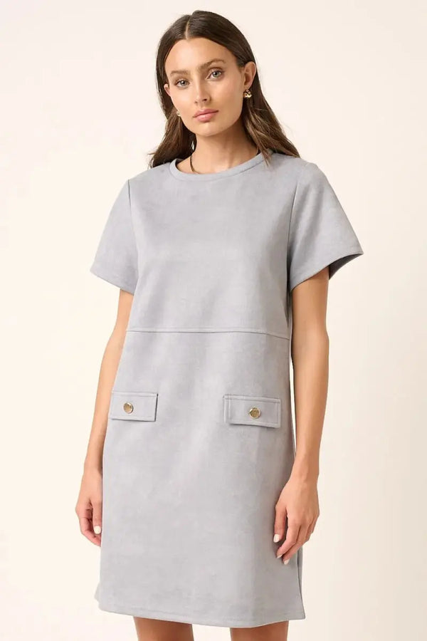 Trendsi Suede Mini Dress Women's Party/Date Night Bodycon Short Sleeve Chic