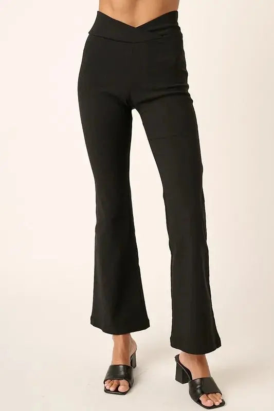 Trendsi V Waist Flare Pants Women's Chic Style Bootcut Trousers Soft & Flattering
