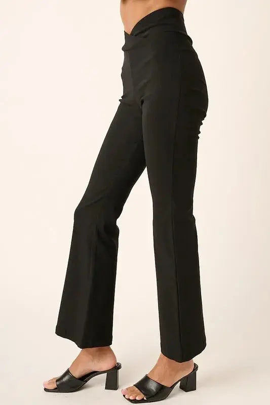 Trendsi V Waist Flare Pants Women's Chic Style Bootcut Trousers Soft & Flattering