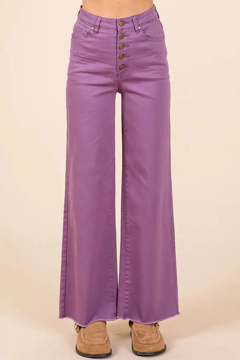 Trendsi Twill Wide Leg Pants Women's High Waisted Casual Pants USA Ship
