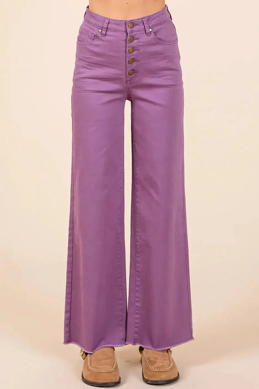 Trendsi Twill Wide Leg Pants Women's High Waisted Casual Pants USA Ship