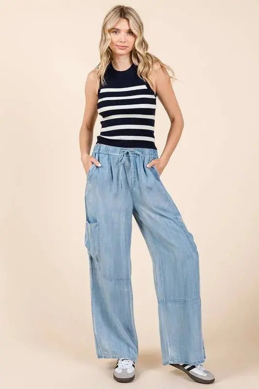 Trendsi Cargo Pants Women's High Waist Wide Leg Casual Trousers Comfy