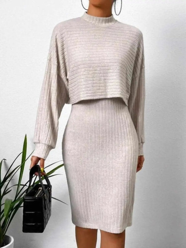 Trendsi Mock Neck Dress Set Women's Elegant Two-Piece Versatile Outfit