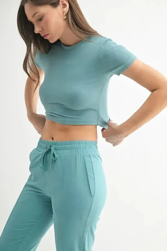 Women's Tee - Micro-Ribbed - Cropped Athleisure Fit