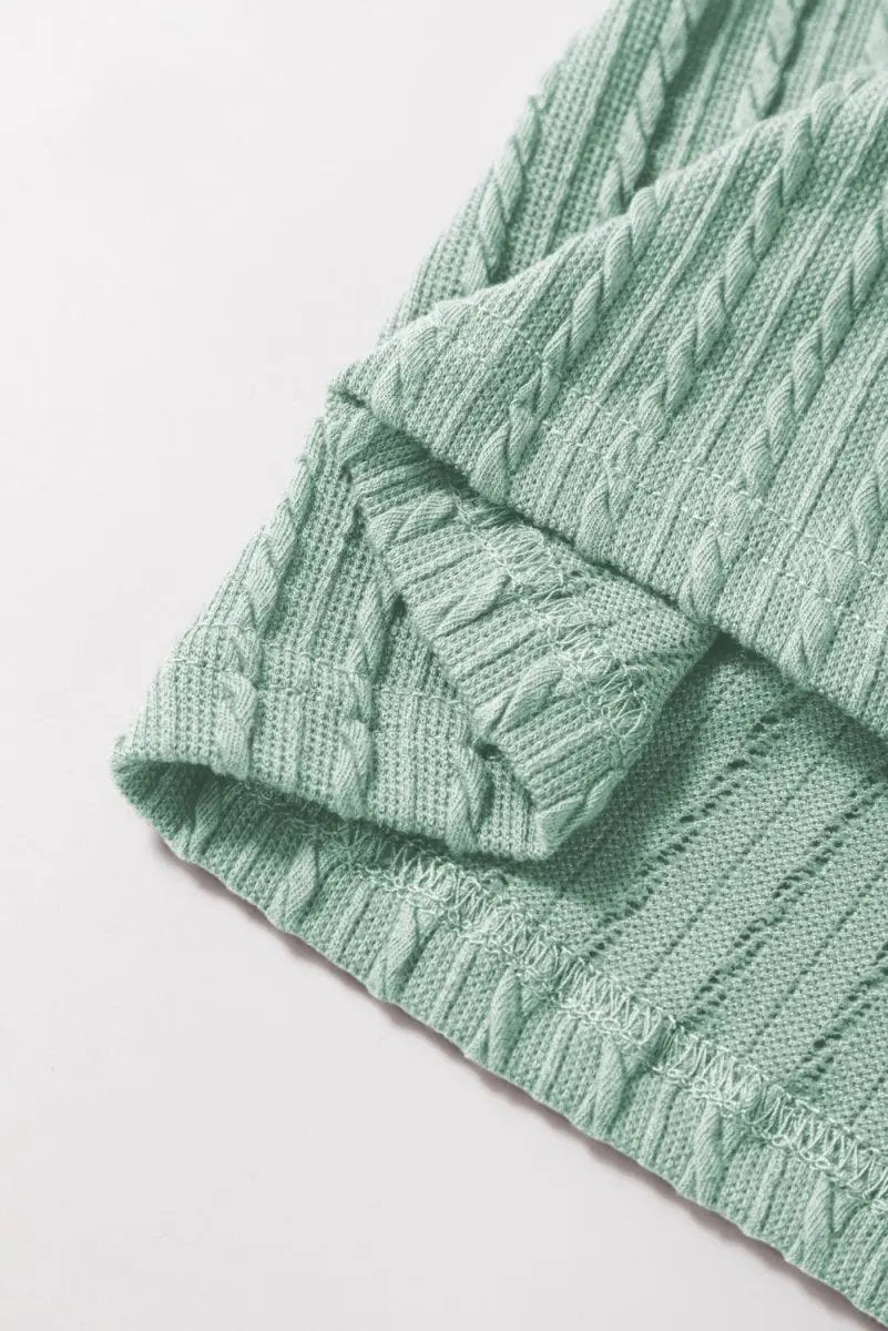 Love Salve Green Textured Top Women's Daily Wear Flutter Sleeve Blouse - Summer Ready