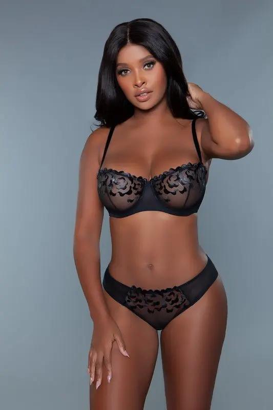 Premium BE WICKED Nadine Panty L - Black Floral Embroidery Lingerie