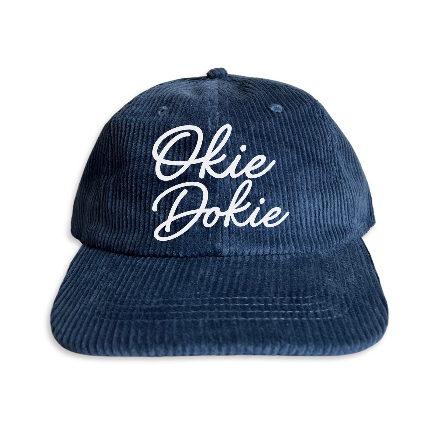 Okie Dokie Cursive Corduroy Cap