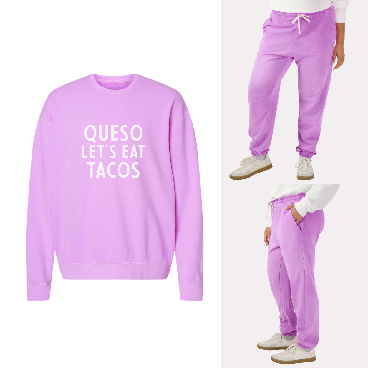 Queso Let's Eat Tacos Washed Sweatshirt