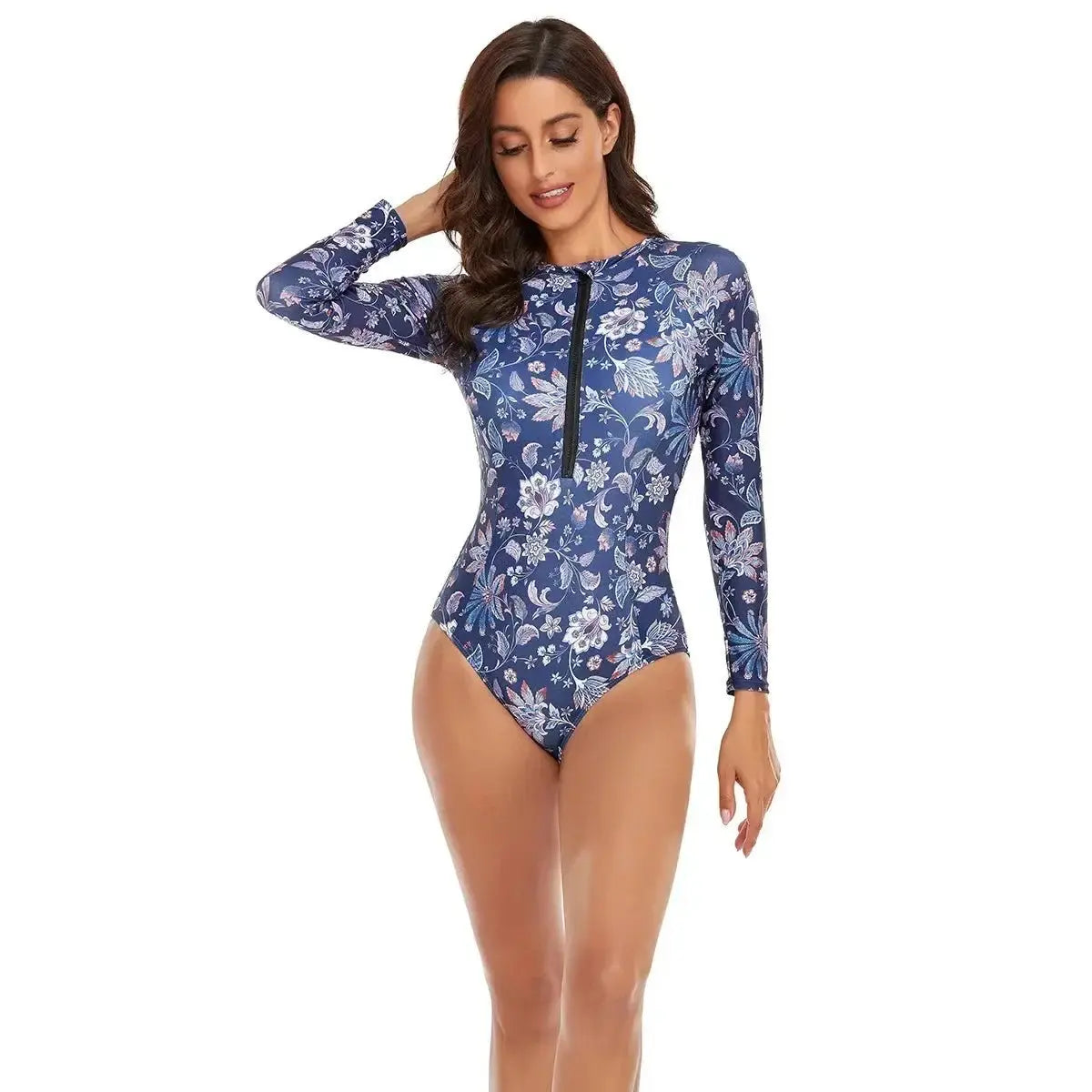 Love Salve Printed Swimsuit Women's Surfing One Piece - Long Sleeve Coverage
