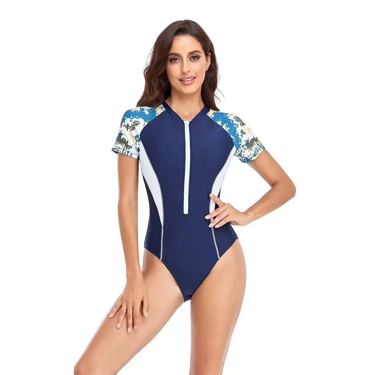 Love Salve Printed Swimsuit Women's Surfing One Piece - Long Sleeve Coverage