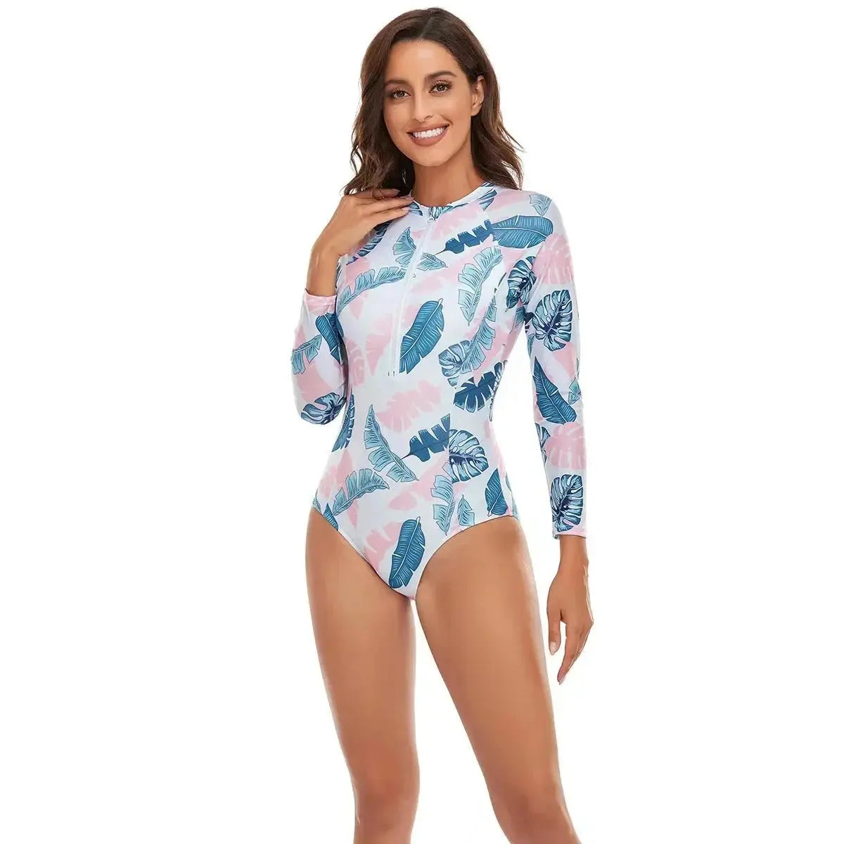 Love Salve Printed Swimsuit Women's Surfing One Piece - Long Sleeve Coverage