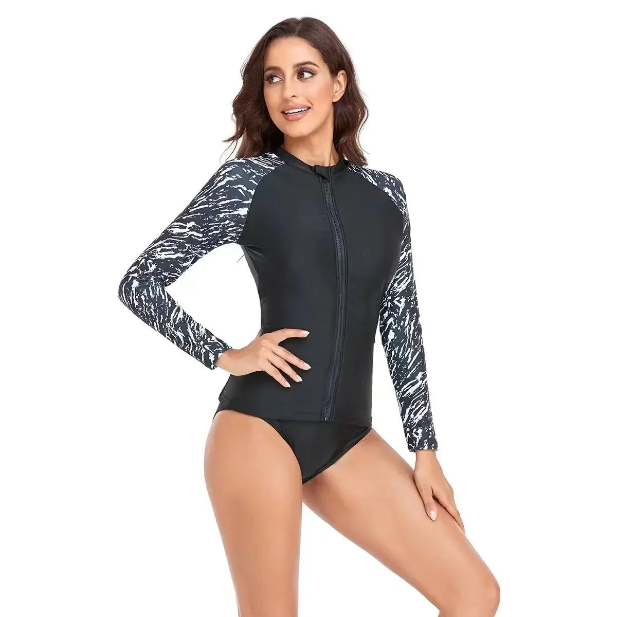 Love Salve Printed Swimsuit Women's Surfing One Piece - Long Sleeve Coverage