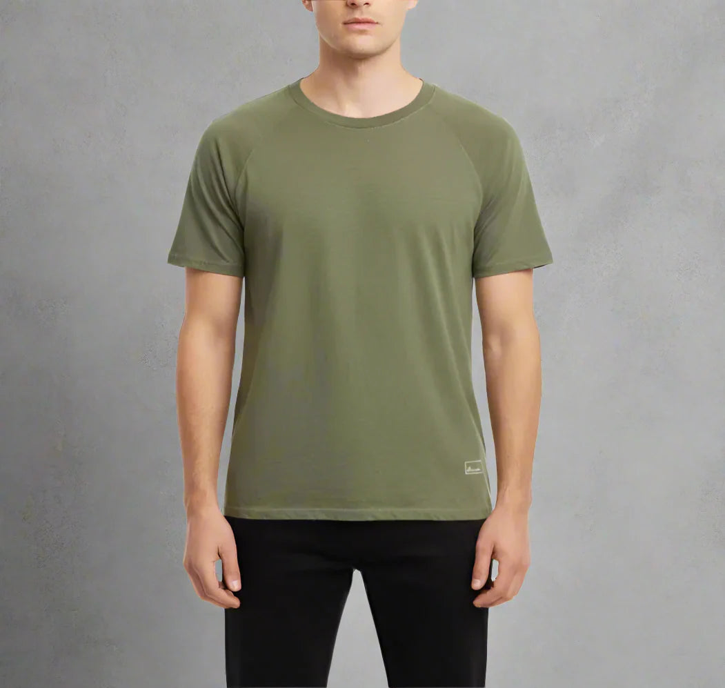 New Standard 4 Corners Raglan (Army Green) 100% USA Cotton
