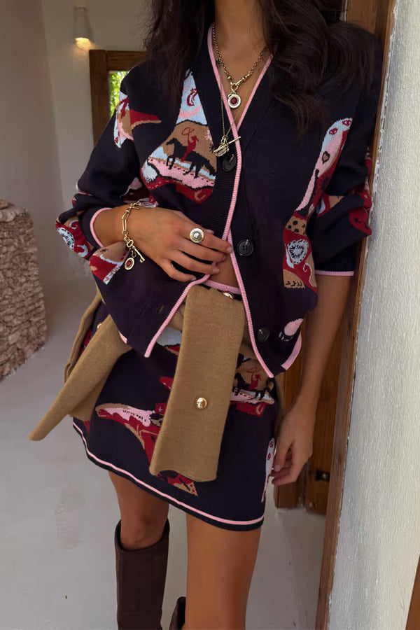 NFD Navy Cowboy Boots Jake Skirt