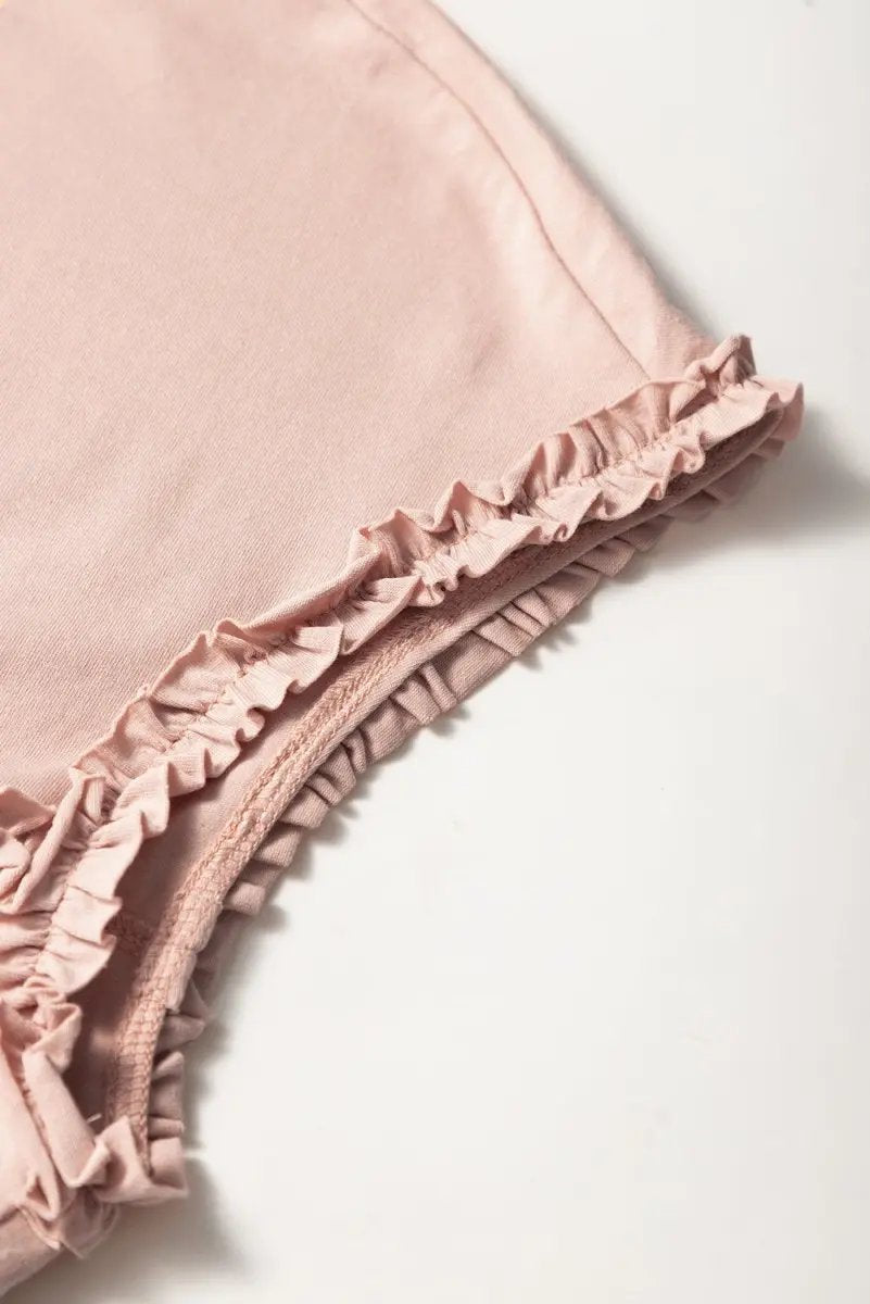 Mini Dress - Frilled Trim Loose Fit - Casual Summer Outfit