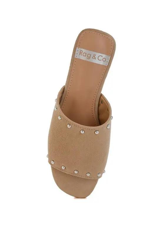 Rag Company Odalia Soft Suede Leather Studded Flats for Women