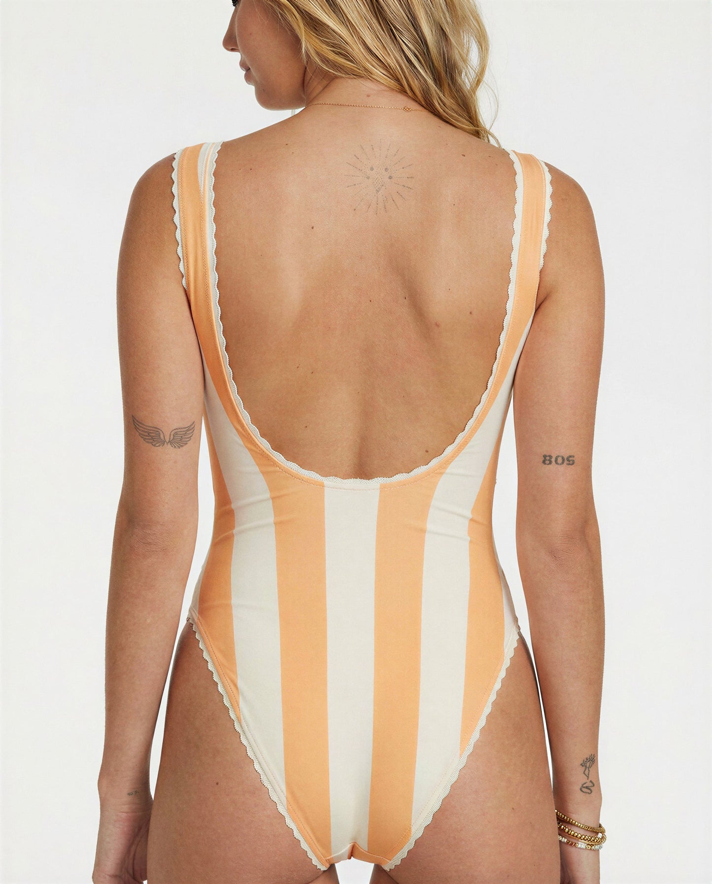 Cabana Stripe One-Piece Swimsuit (Orange Poppy)