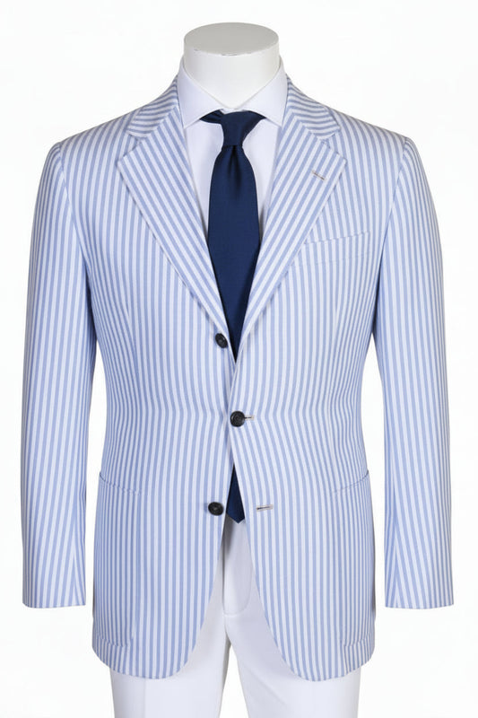 Kiton Striped Cotton-Linen Sport Jacket
