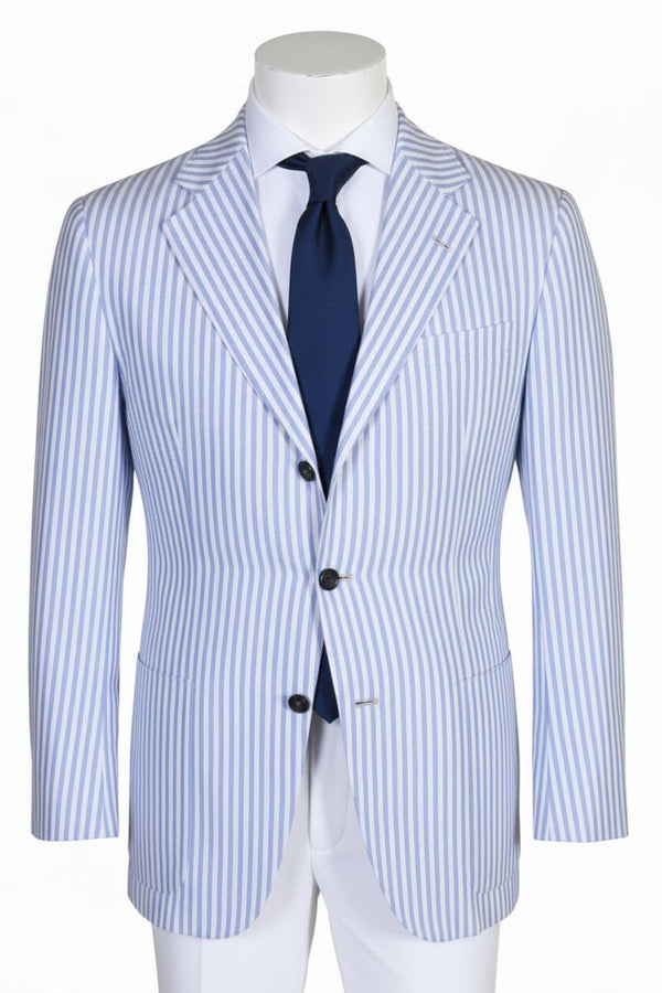 Kiton Striped Cotton-Linen Sport Jacket