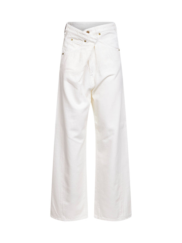 Jeans Ines Fold Over Waist White