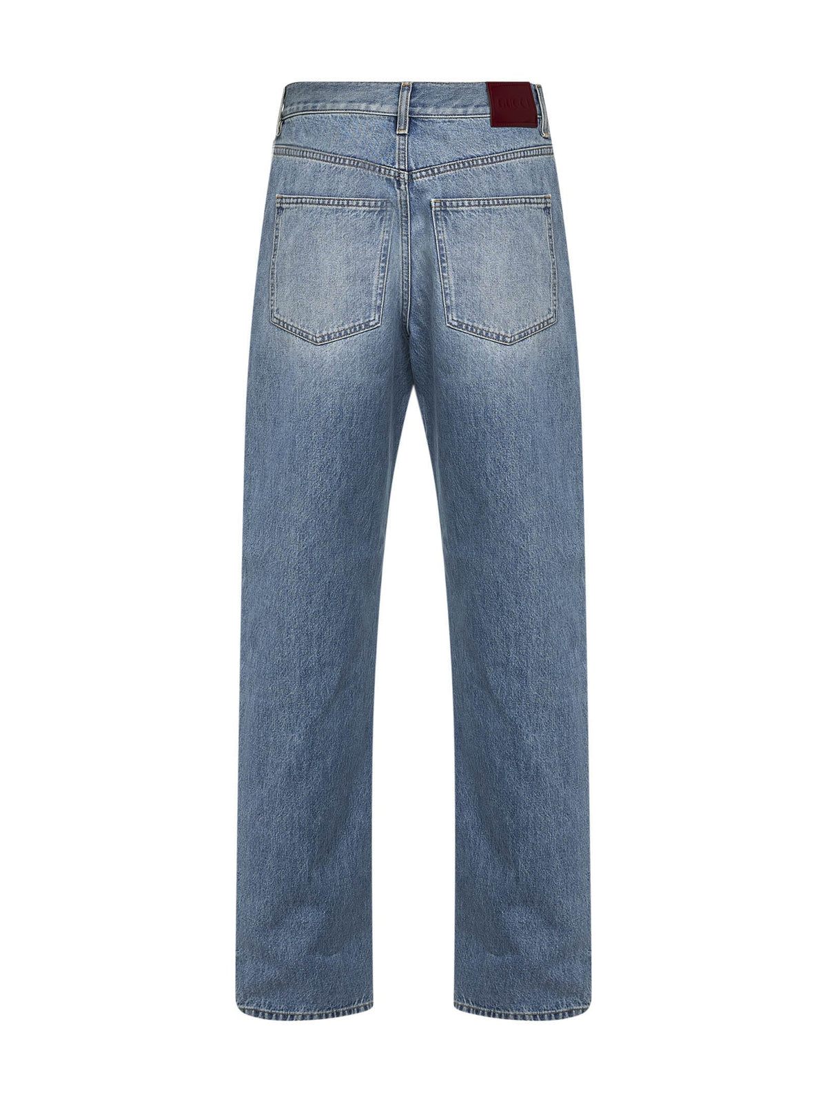 Light Blue Cotton Denim Straight Jeans