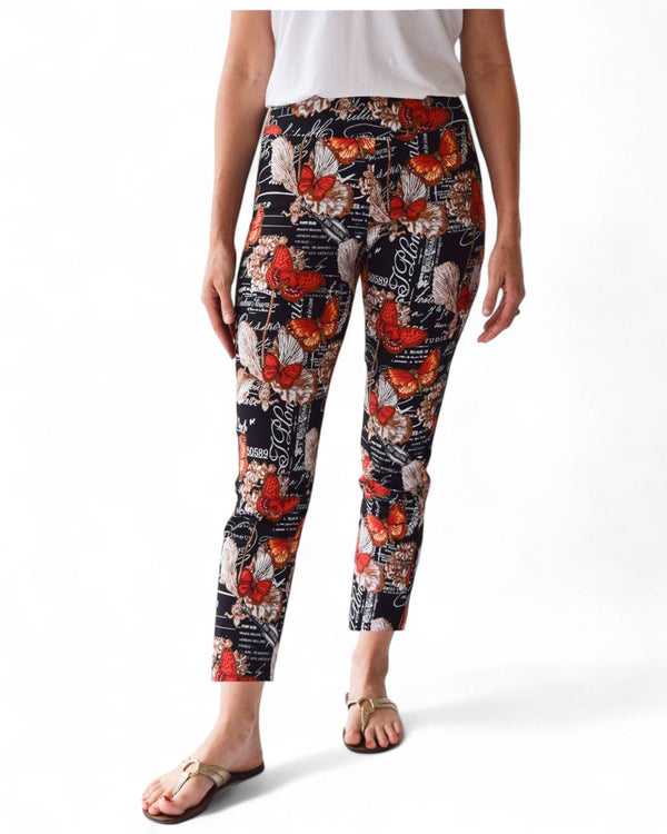Krazy Larry P507 Pull on Pant - Black French Butterfly