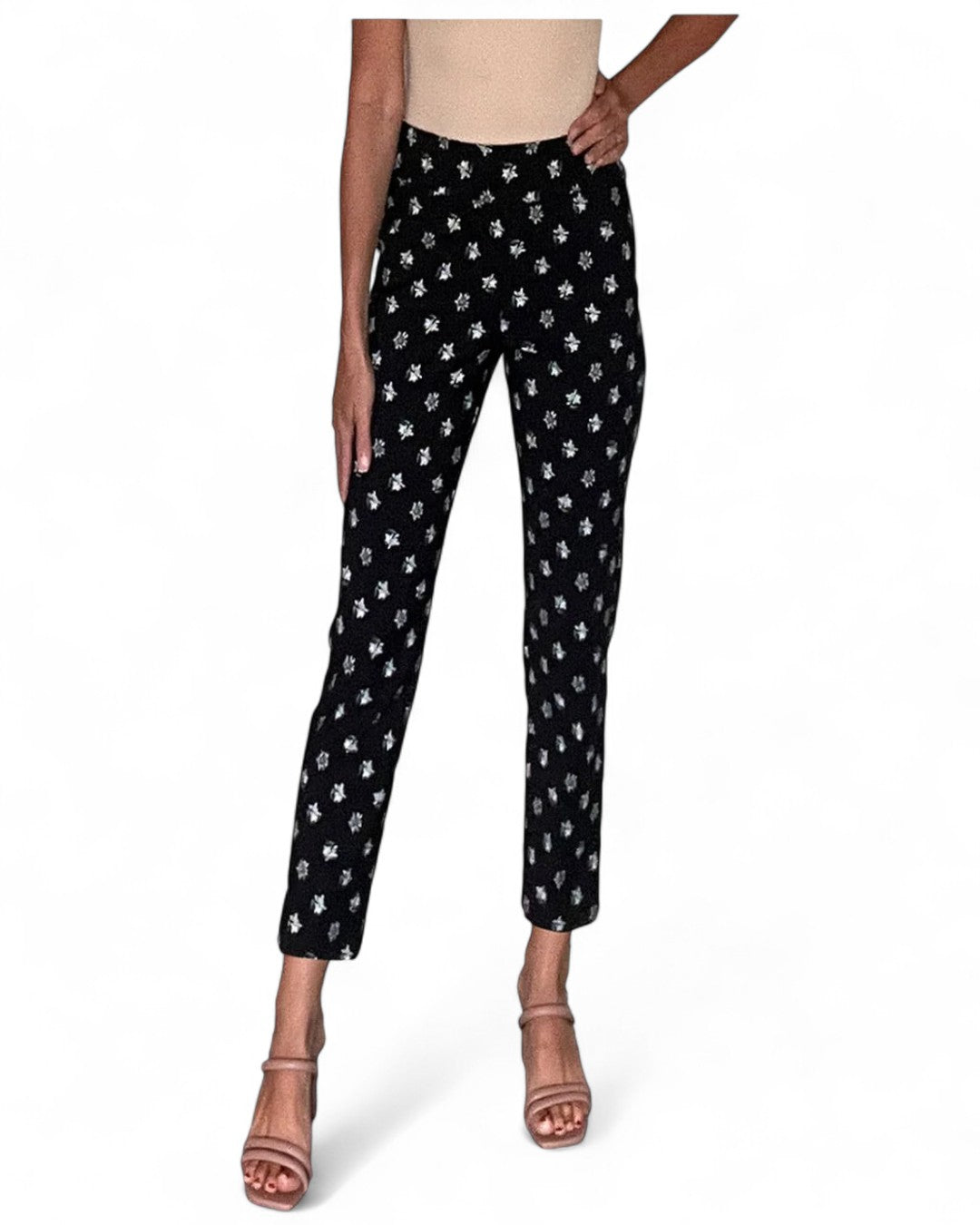 Krazy Larry P507 Pull on Pant - Black Mini Flowers