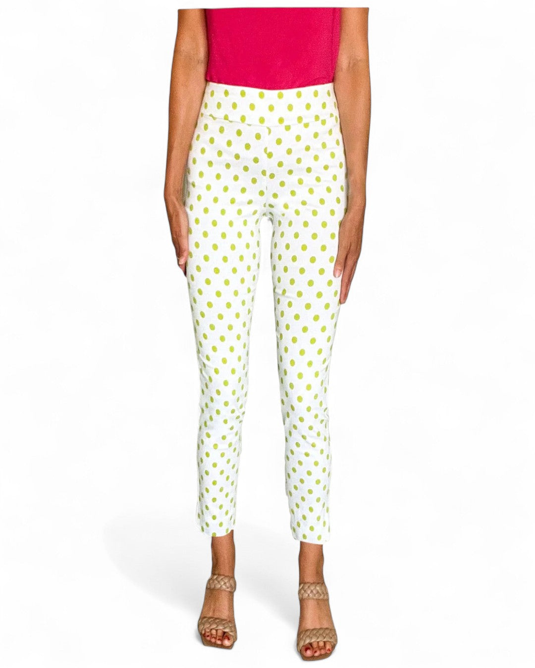 Krazy Larry P507 Pull on Pant - Lime Polka Dot