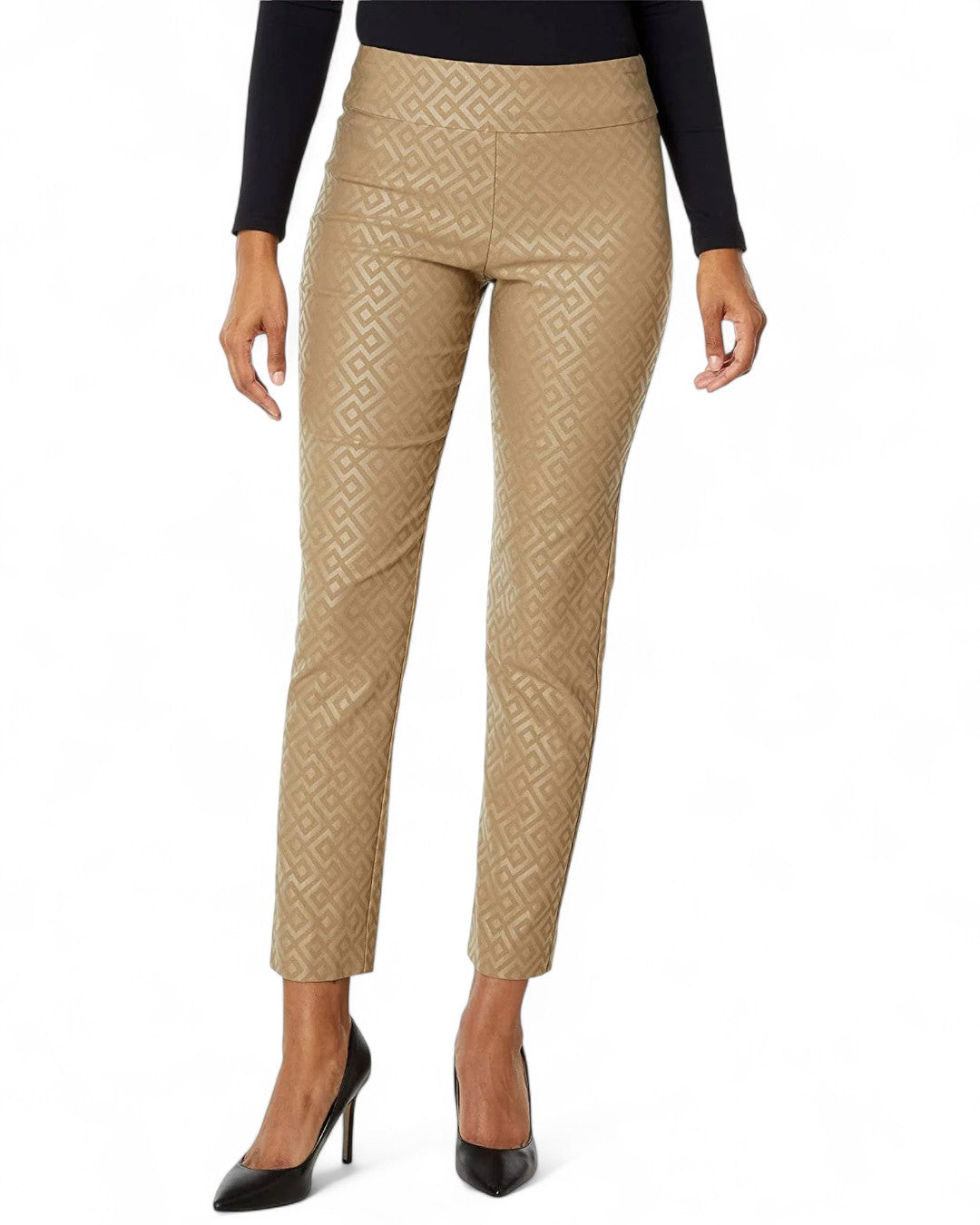 Krazy Larry P507 Pull on Pant - Taupe Geometric