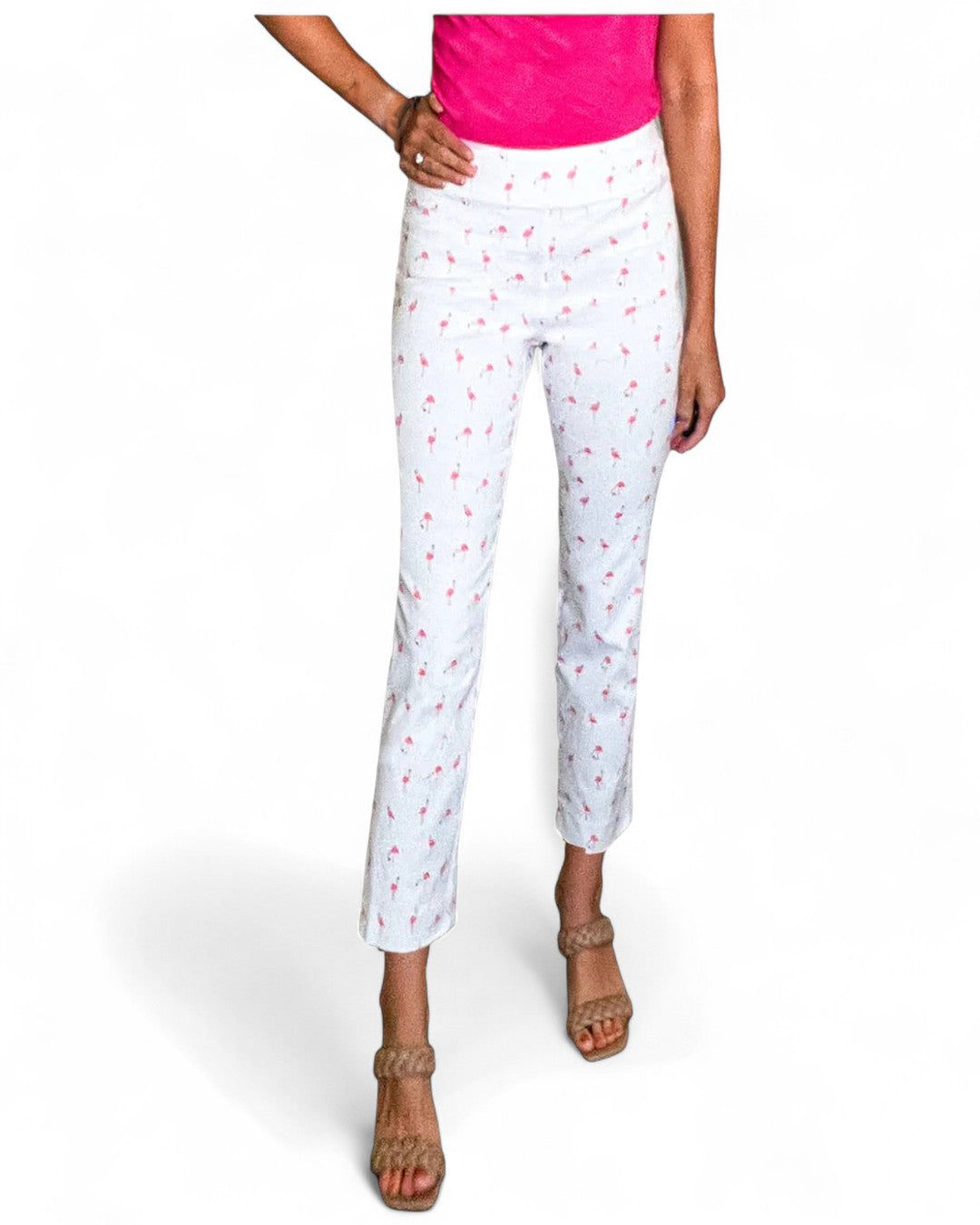 Krazy Larry P507 Pull on Pant - White Flamingo