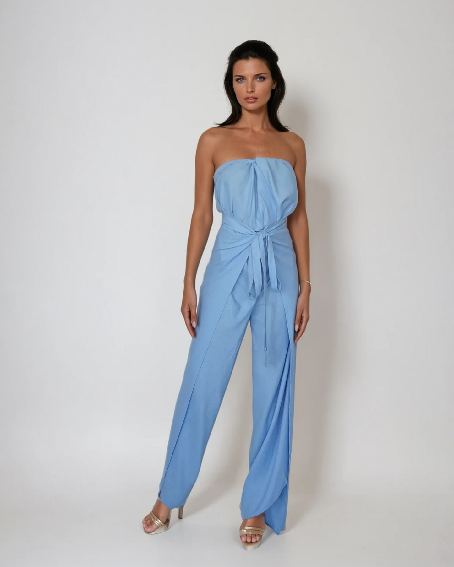 Pant to Jumpsuit - Blue Linen