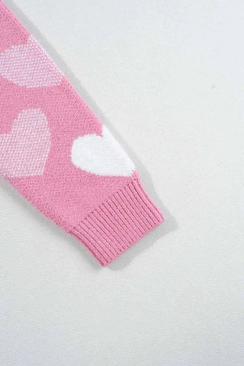 Trendsi Pearl Trim Sweater Women's Date Night Heart Neck Long Sleeve Top