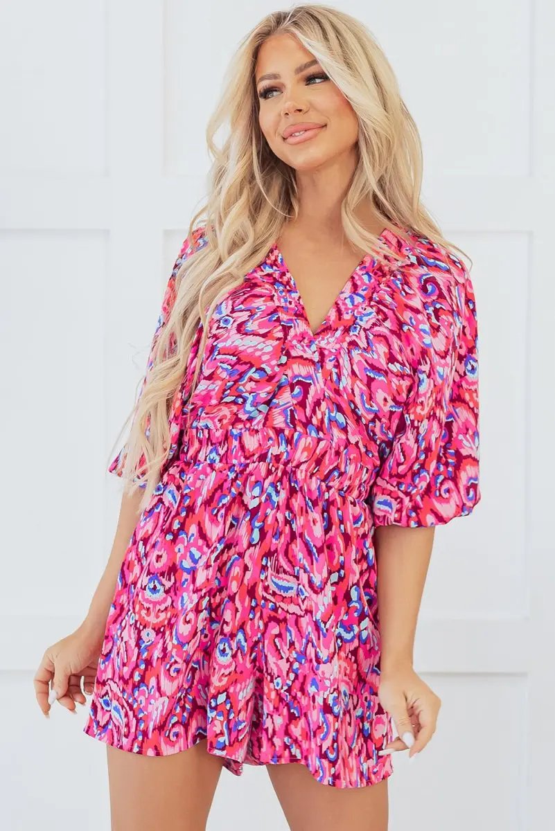 Romper - Flattering Fit - Pink Abstract Vacation