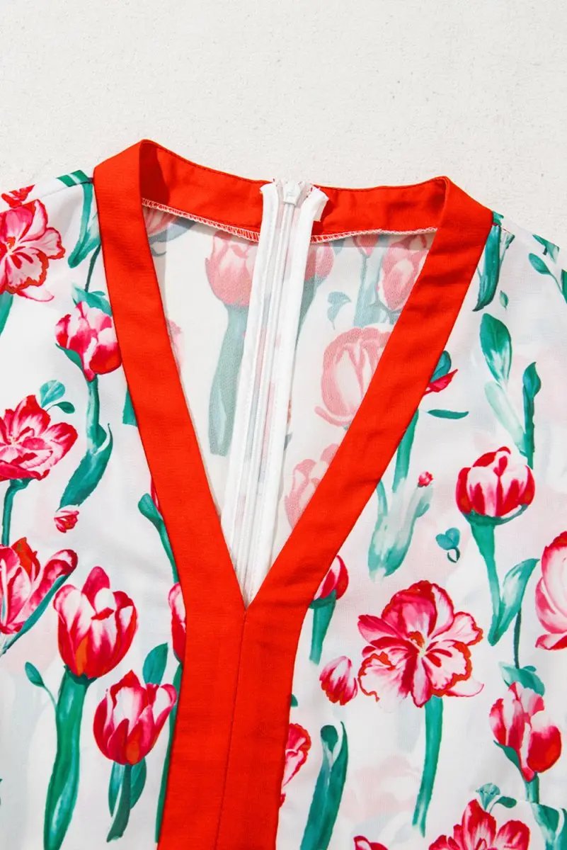 Love Salve Pink Floral Babydoll Dress Women's Summer Casual V Neck Cute