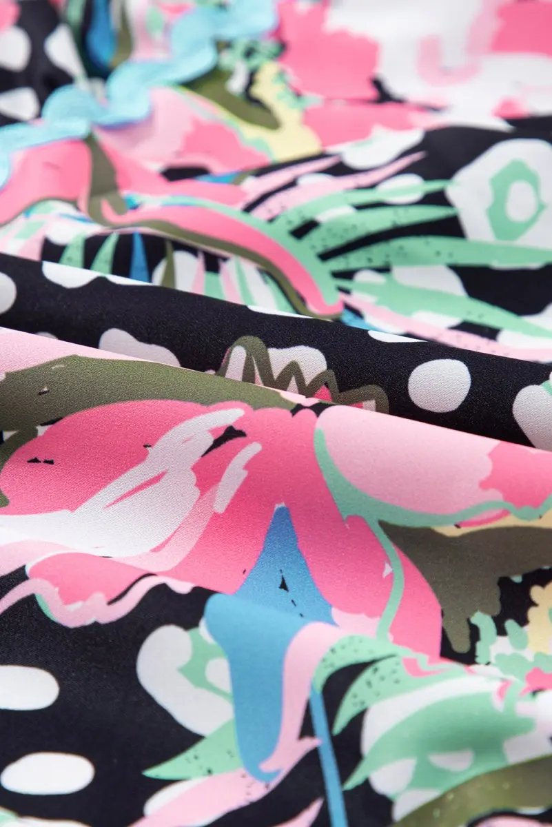 Love Salve Pink Floral Mini Dress Women's Daily Wear Tiered A-Line Ruffle Sleeve