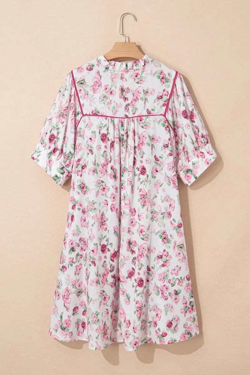 Love Salve Pink Floral Mini Dress Women's Daily Summer Southern Belle Style, Plus Size Fit