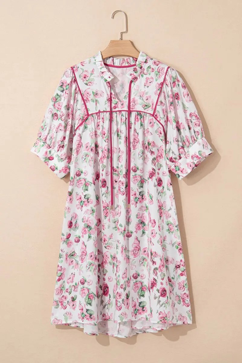 Love Salve Pink Floral Mini Dress Women's Daily Summer Southern Belle Style, Plus Size Fit