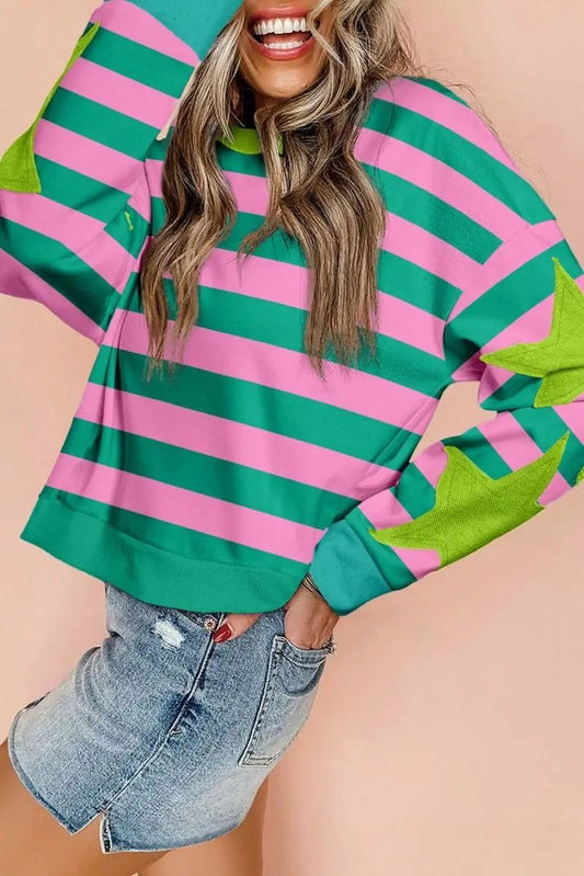 Women's Sweatshirt - Pink Star Graphic - Casual & Comfortable Pullover