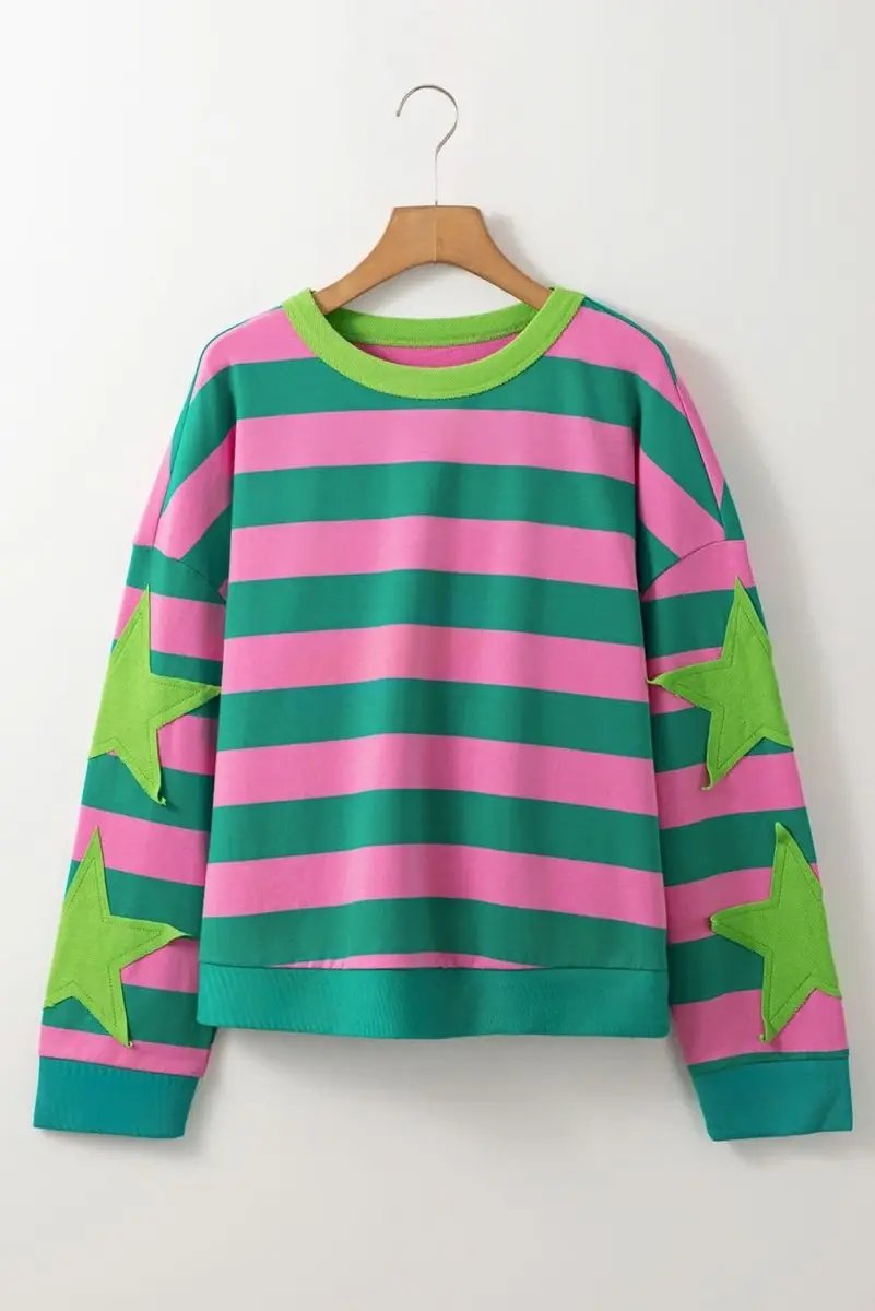 Women's Sweatshirt - Pink Star Graphic - Casual & Comfortable Pullover
