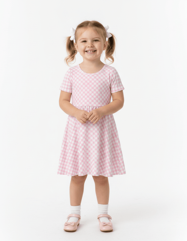 Blush Picnic - Girls Short Sleeve Bamboo Twirl Dress