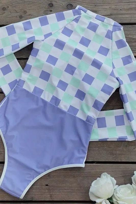 Women's Rashguard - UPF50+ Sun Protection - Plaid One Piece