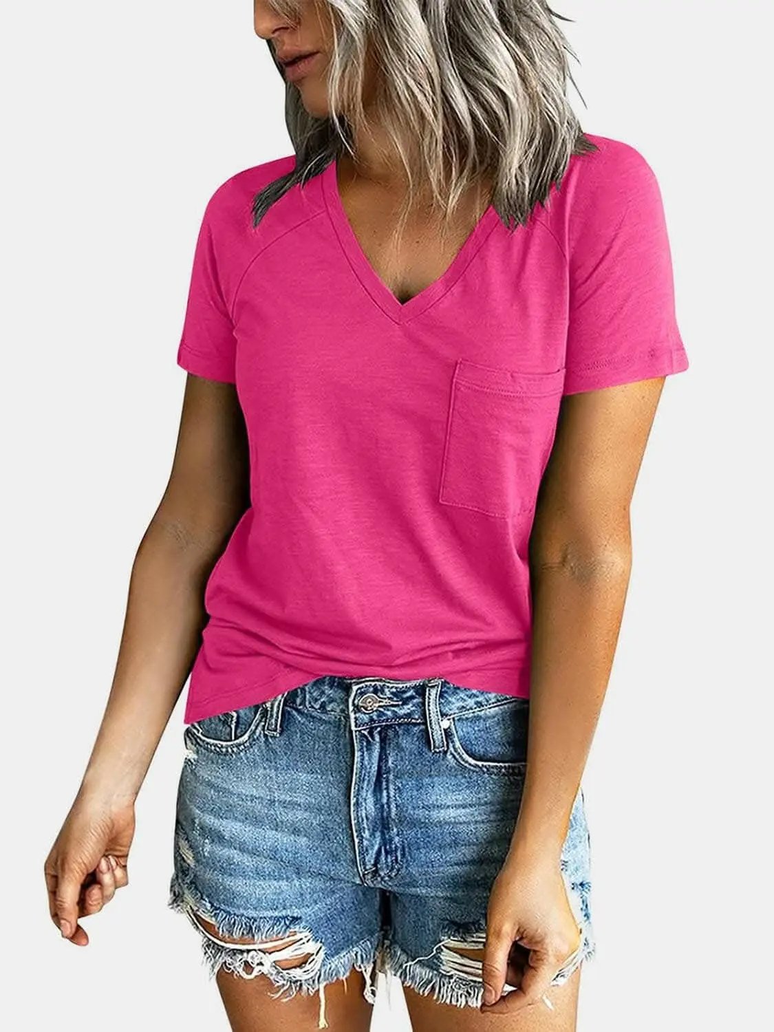 Trendsi just arrived - V-neck tee with pockets - comfy fit