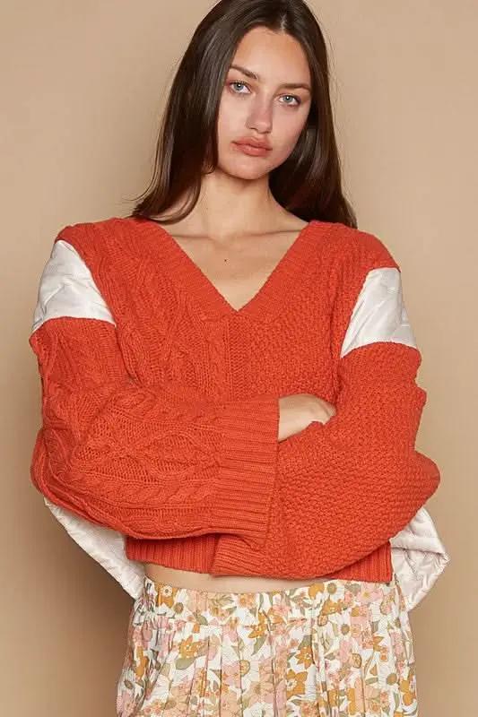 Sweater - Cable Knit V-Neck - Women's Casual Pullover