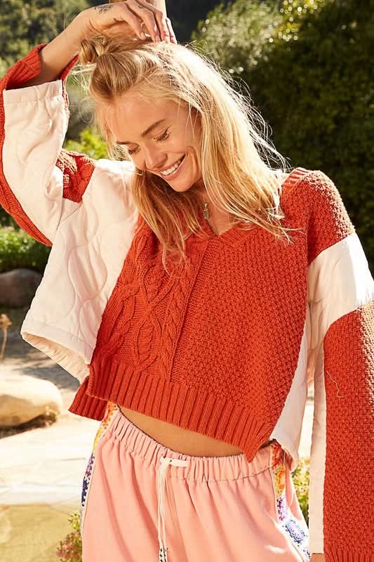 Sweater - Cable Knit V-Neck - Women's Casual Pullover