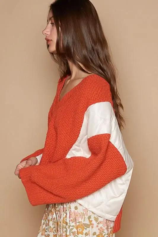 Sweater - Cable Knit V-Neck - Women's Casual Pullover