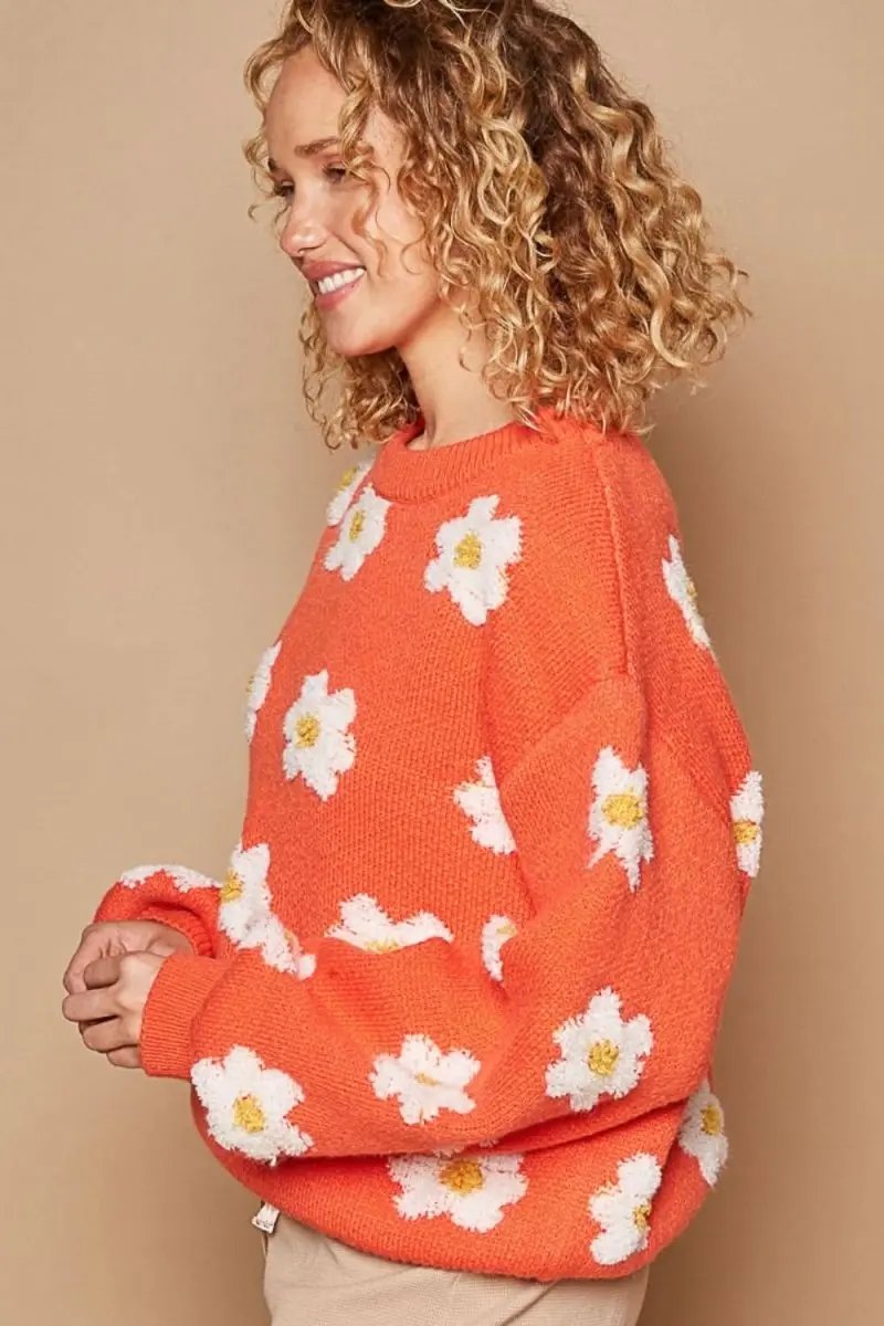 Trendsi POL Daisy Sweater Women's Fall Fashion Knit Top USA Shipped