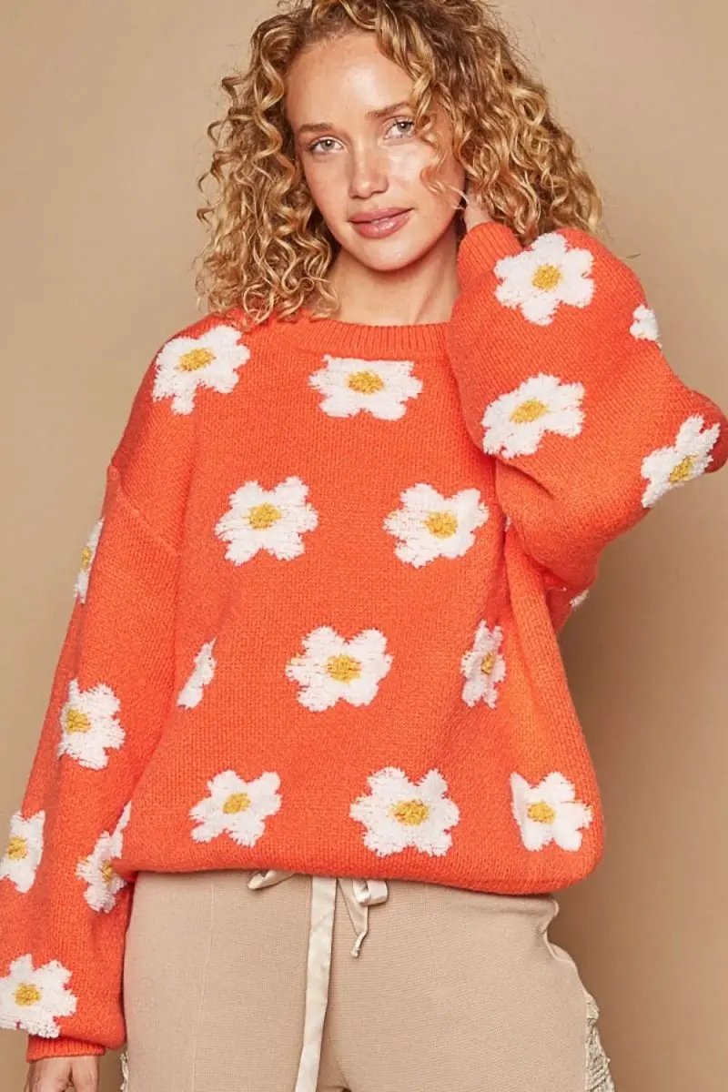 Trendsi POL Daisy Sweater Women's Fall Fashion Knit Top USA Shipped