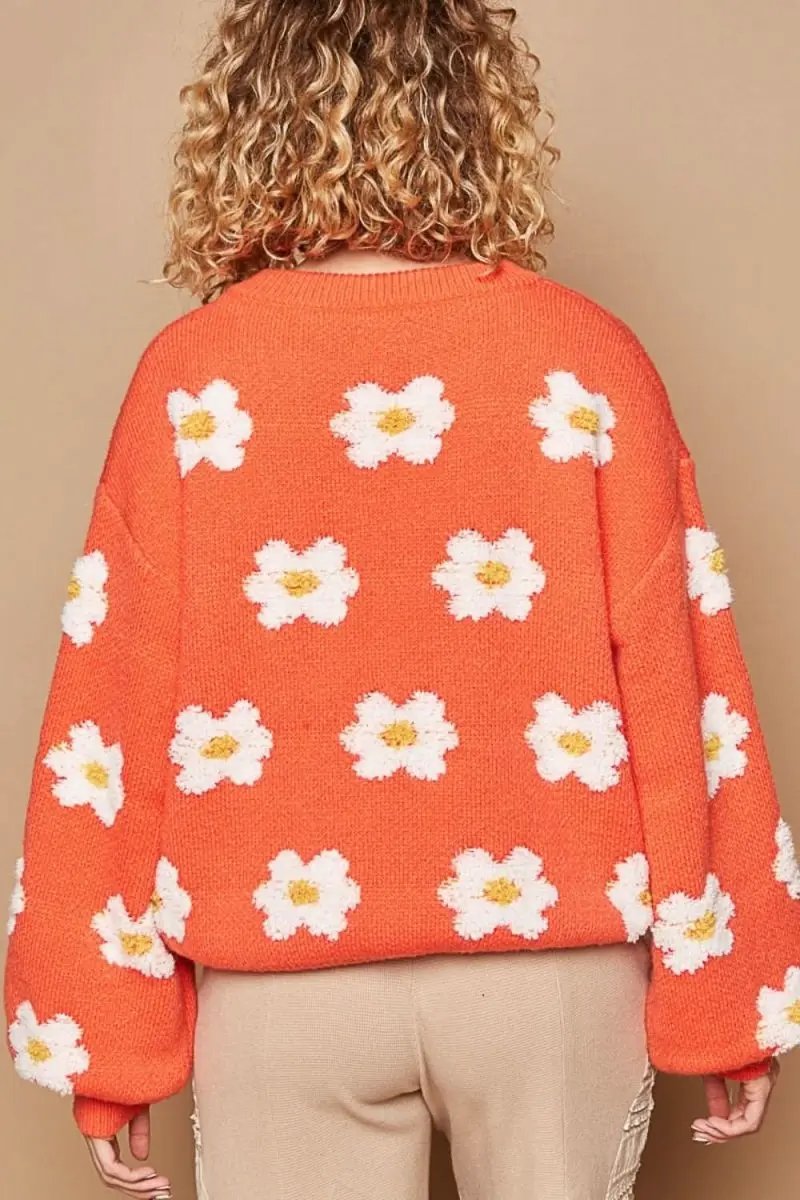 Trendsi POL Daisy Sweater Women's Fall Fashion Knit Top USA Shipped