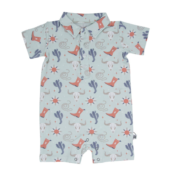 Bulls Boots Lasso Western Polo Romper