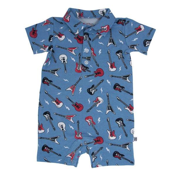 Polo Romper - Rock N Roll Blue